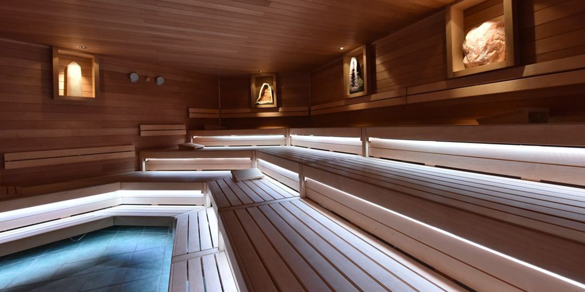 Sauna aus Espe mit Nurglasfront
